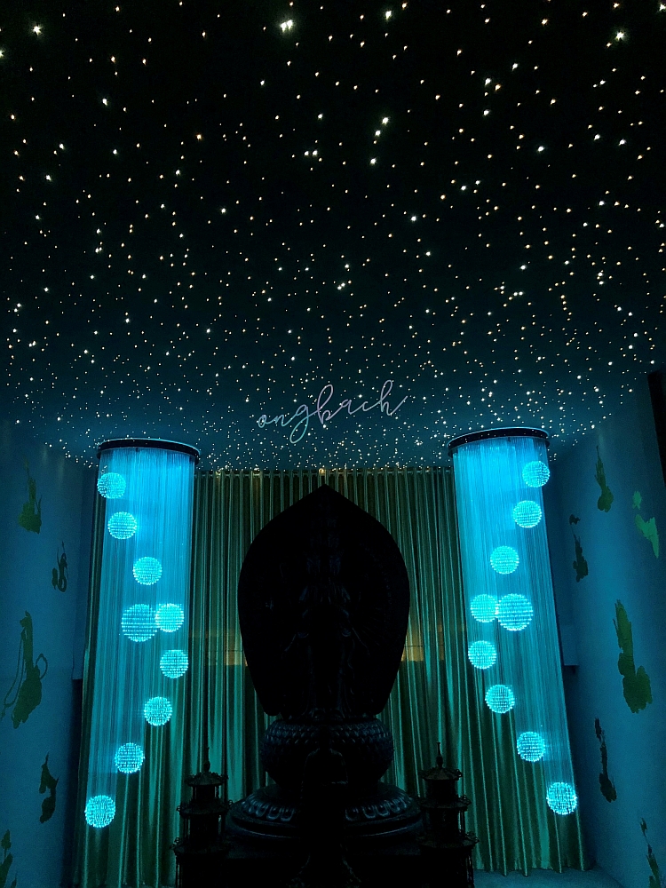 Đèn chùm Fiber FO-004 trang trí phòng thờ Phật ONG BACH - Đèn thờ cúng Gia Tiên